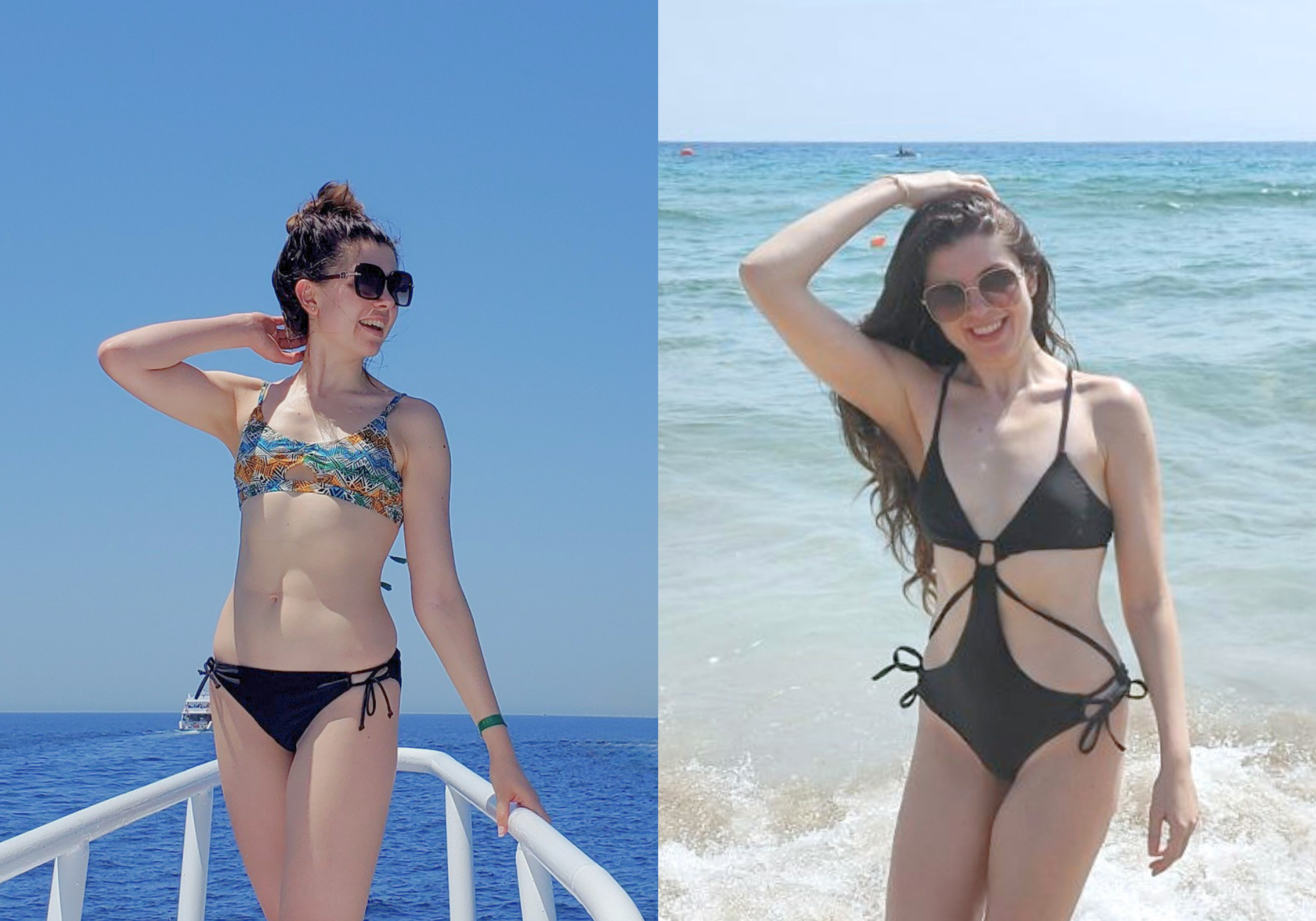 Comparison between the silhouette with usual swimweaer and ESAMY swimwear